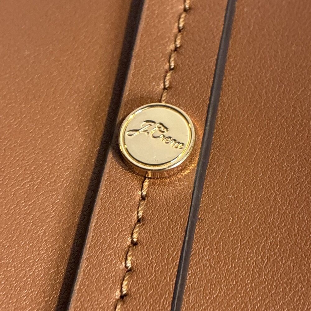 J.Crew Devon Bonded Leather Tote Women’s Tan Brown Large Shoulder Bag - Picture 3 of 9